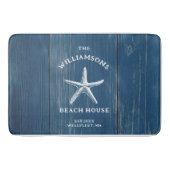 Custom Blue Coastal Starfish Beach House Badematte (Vorderseite)