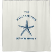 Custom Blue Coastal Starfish Beach House Duschvorhang (Vorderseite)