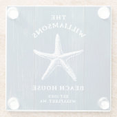 Custom Blue Coastal Starfish Beach House Glasuntersetzer (Rückseite)
