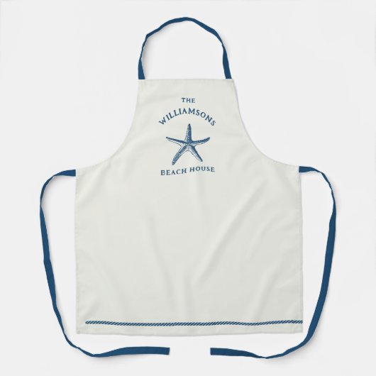 Custom Blue Coastal Starfish Beach House Schürze (Vorderseite)