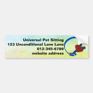 Custom Blue Collar Red Heart Animal Care Business Autoaufkleber
