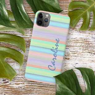 Custom Blue Coral Pink Lime Green Stripe Muster Case-Mate iPhone Hülle