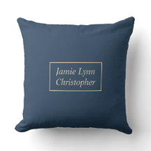 Custom Blue Couples Named Throw Pillow