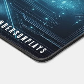 Custom Blue Cyber Futuristic Gaming Schreibtischunterlage (Ecke)
