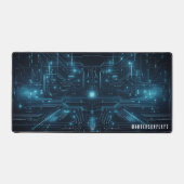 Custom Blue Cyber Futuristic Gaming Schreibtischunterlage (Vorderseite)