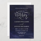 Custom Blue Dark Night Sky Wolken Sterne Hochzeit Einladung (Vorne/Hinten)