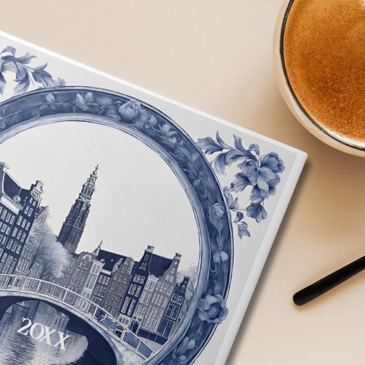 Custom Blue Delft Amsterdam Souvenir Fliese