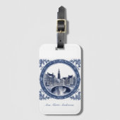 Custom Blue Delft Amsterdam Souvenir Gepäckanhänger (Vorderseite Vertikal)