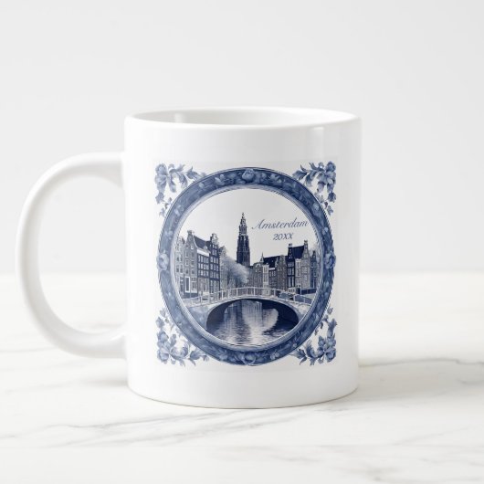 Custom Blue Delft Amsterdam Souvenir Jumbo-Tasse (Links)