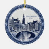 Custom Blue Delft Amsterdam Souvenir Keramik Ornament (Vorne)