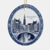 Custom Blue Delft Amsterdam Souvenir Keramik Ornament (Links)