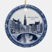 Custom Blue Delft Amsterdam Souvenir Keramik Ornament (Hinten)