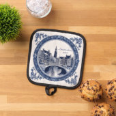 Custom Blue Delft Amsterdam Souvenir Topflappen (Oben Unten)