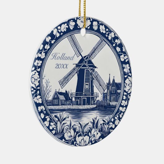 Custom Blue Delft Holland Souvenir Keramik Ornament (Rechts)