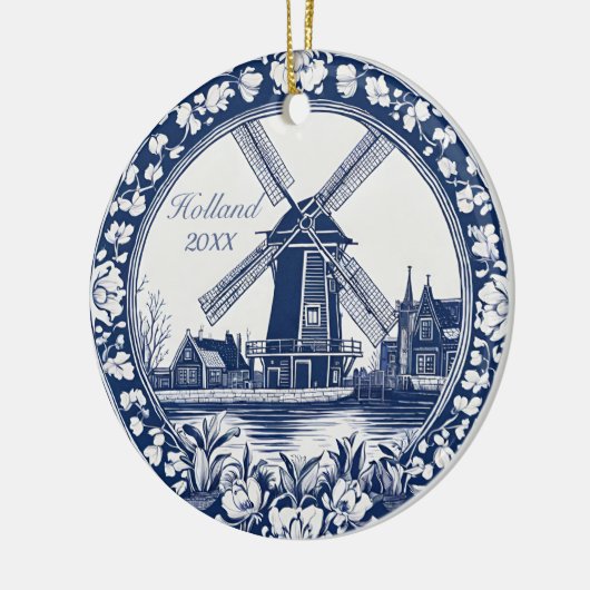 Custom Blue Delft Holland Souvenir Keramik Ornament (Links)