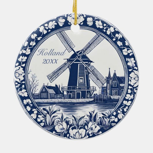 Custom Blue Delft Holland Souvenir Keramik Ornament (Hinten)