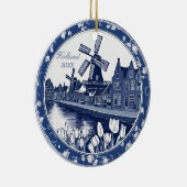 Custom Blue Delft Holland Souvenir Keramik Ornament (Rechts)