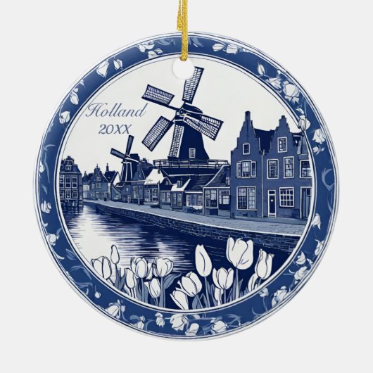 Custom Blue Delft Holland Souvenir Keramik Ornament (Hinten)