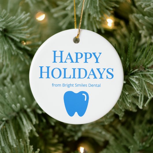 Custom Blue Dental Practice Ornament (Baum)