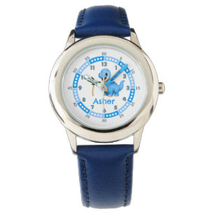 Custom Blue Dinosaurier lernen Zeitkids zu erzähle Armbanduhr