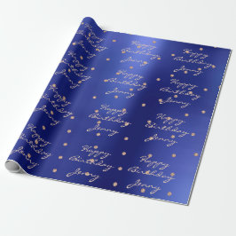 Custom Blue Dots Rose Gold Crystal Swarovski Geschenkpapier