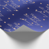 Custom Blue Dots Rose Gold Crystal Swarovski Geschenkpapier (Ecke)