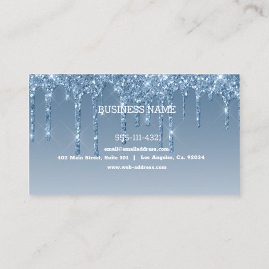 Custom Blue Driving Glitzer Visitenkarte (Rückseite)