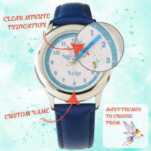 Custom Blue Elegant Fairy lernen Zeit Kinder Armbanduhr