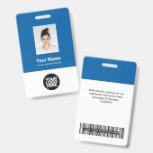 Custom Blue Employee Foto, Bar Code, Logo, Name Ausweis (Vorder- & Rückseite)