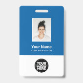 Custom Blue Employee Foto, Bar Code, Logo, Name Ausweis (Vorderseite)