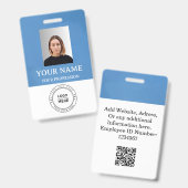 Custom Blue Employee Name Abzeichen mit Foto, Logo Ausweis (Vorder- & Rückseite)