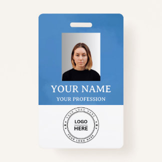 Custom Blue Employee Name Abzeichen mit Foto, Logo Ausweis