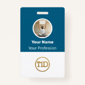 Custom Blue Employee Photo, Bar Code, Logo, Name B Ausweis (Vorderseite)