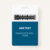 Custom Blue Employee Photo, Bar Code, Logo, Name B Ausweis (Rückseite)
