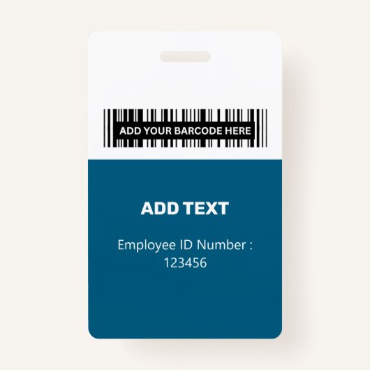 Custom Blue Employee Photo, Bar Code, Logo, Name B Ausweis (Rückseite)