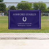 Custom Blue Equestrian Stall Horse Show Banner (Insitu)