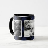 Custom Blue Family Foto Buffalo Kariertes Muster Tasse (Vorderseite Links)