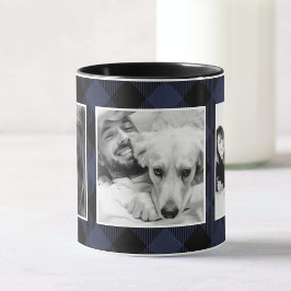 Custom Blue Family Foto Buffalo Kariertes Muster Tasse