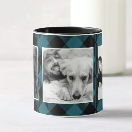 Custom Blue Family Foto Buffalo Kariertes Muster Tasse