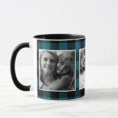 Custom Blue Family Kid Foto Buffalo Kariertes Must Tasse (Links)