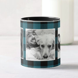 Custom Blue Family Kid Foto Buffalo Kariertes Must Tasse