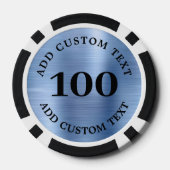 Custom Blue Faux Metal Business Logo 100 Numbered Pokerchips (Rückseite)