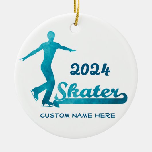 Custom Blue Figure Skaten Ornament 2024 (Vorne)