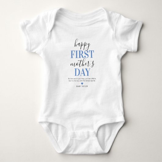 Custom Blue First Mother Day Baby Strampler (Vorderseite)