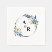 Custom Blue Floral Botanical Monogram Wedding Serviette (Vorderseite)