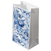 Custom Blue Floral Bridesmaid Peony Botanname Kleine Geschenktüte (Rückseite Schrägansicht)