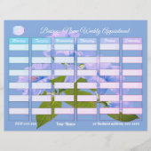 Custom Blue Floral Business Weekly Termin Briefbogen (Vorderseite)