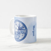 Custom Blue Floral Erholung Meilenstein Geschenk Kaffeetasse (Vorderseite Links)