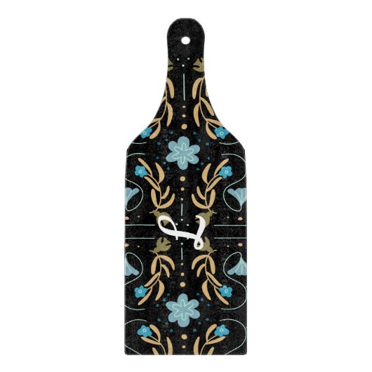 Custom Blue Floral Folk Art Charter Schneidebrett (Vorderseite)