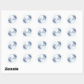 Custom Blue Floral Logo Sticker – Elegant Round (Blatt)